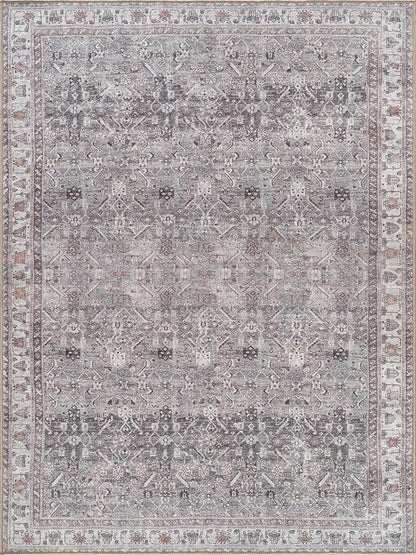 Bloom Rugs Washable Non-Slip 8' x 10' Rug - Gray Traditional Bordered Area Rug for Living Room, Bedroom, Dining Room, and Kitchen - Exact Size: 8' x 10'