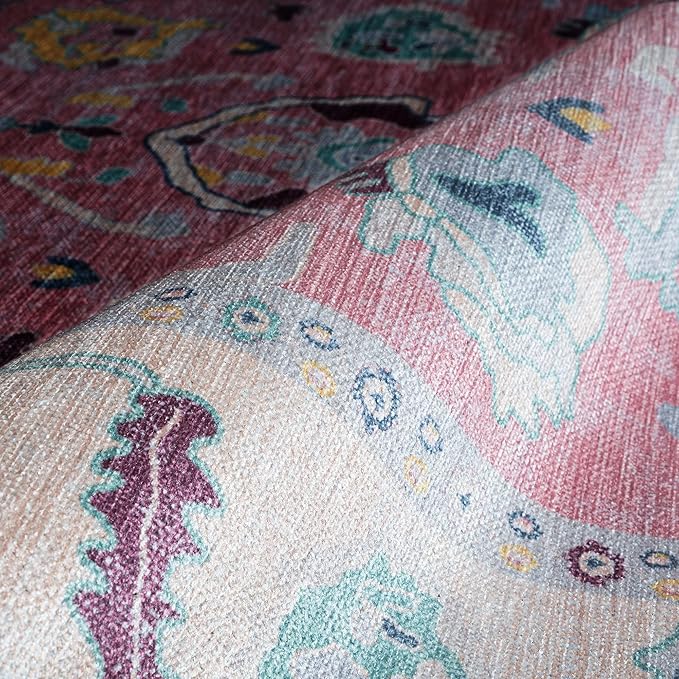 Fame Rugs Pink Modern Oushak Rug 10x13, Vintage Turkish Colorful Oriental Washable Antique Inspired Oversize Area Rugs, Luxury Living Room Bedroom (385PB, 10' x 13')