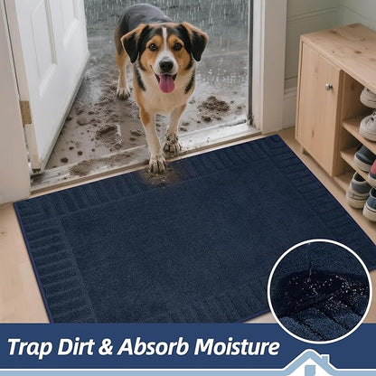 BEQHAUSE Door-Mat Non-Slip Front Doormat Low-Profile Entrance Mats for Front Door Entry Resist Dirt Washable Doormat Absorbent Entryway Door Mat,Navy Blue, 36"x60"