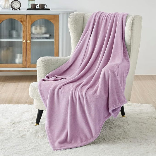 Bedsure GentleSoft Fleece Throw XL Blanket Light Purple - 300GSM Soft Lightweight Plush Cozy Blankets for Bed, Sofa, Couch, Travel, Camping, 50x70 inches