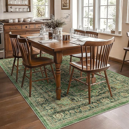 6x9 Area Rugs for Living Room Ultra-Soft Washable Rug Vintage Distressed Boho Area Rug, Non-Slip Retro Print Low Pile Stain Resistant Carpet for Bedroom Dining Room Kitchen Office