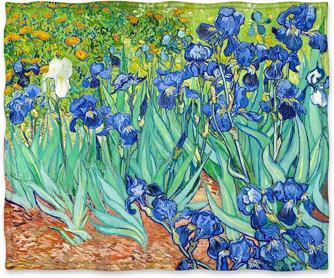 Jekeno Floral Blanket Flower Gifts for Women Kids Girls Wife Mom Birthday Christmas Home Bedroom Blue Purple Flowers Flowers Oil Painting Decor Soft Cozy Throw Blankets 50"x60"
