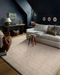 Loloi Chris Loves Julia Calvin Collection CLV-02 Ivory/Oatmeal 5'-3" x 5'-3" Round Area Rug Checkered Neutral Soft Living Room Bedroom Carpet