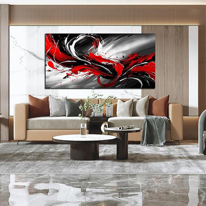 Black White and Red Abstract Print Picture Painting Large Canvas Wall Art for Living Room Bedroom Framed Canvas Wall Decor Modern Room Abstract Wall Decorations Artwork Size 30x60 Ready to Hang