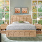 ACCOHOHO Queen Size Bed Frame Modern with 52" Tall Arched Recessed Headboard and 4 Drawers, Solid Wood Slats Support, Wood Platform, Noise Free, No Box Spring Needed, (Natural Oak)