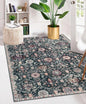 Lahome Moroccan Trellis Washable Small Area Rug, 3x5 Black Rug for Bedroom Living Room, Non-Slip Oriental Accent Throw Carpet for Kitchen Office Entryway Bathroom Office, Black/Multi