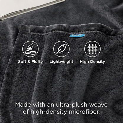 Bedsure GentleSoft Fleece Throw Blanket Dark Grey - 300GSM Blankets for Couch, Sofa, Bed, Soft Lightweight Plush Cozy Throws for Toddlers