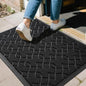 Yimobra Outdoor Mats for Front Door 29.5x17, All-Season Waterproof Doormat Outdoor Entrance, Heavy Duty Non-Slip Outside Door Mat for Garage Patio Proch Entryway Indoor, Black