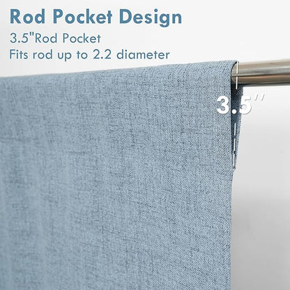 DriftAway Double Layer Linen Blackout Tie Up Curtains Thermal Insulated Fully Lined Balloon Roman Shade Bathroom Window Adjustable Rod Pocket for Small Window 31 Inch by 47 Inch Dusty Blue