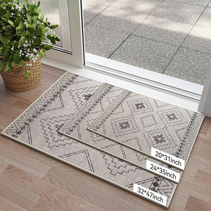Indoor Door Mat 20"x31",Beige Door Mats Indoor Entrance Dirt Resistant & Absorbent, Non-Slip Rubber Backing Front Door Mats,Washable Low-Profile Doormat for Entryway, Inside Home Entrance