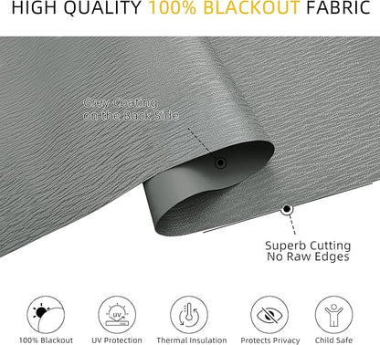 ChrisDowa Cordless Blackout Roller Shades for Windows, Striped Free-Stop Window Blinds with Privacy, Thermal Insulated Window Shades for Home, Office and Door. Grey, 62" W x 72" H