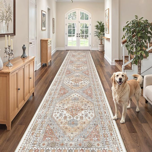 zesthome Washable Runner Rug 2.5x14 - Stain Resistant Entryway Rug,Ultra-Thin Kitchen Rugs, Anti Slip Backing Runner Rugs for Entrance Laundry Room Indoor Hallway (Orange,2.5'x14')
