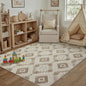 Ivory Brown 4x6 Area Rug Washable Moroccan Shag Office Carpet Non Slip Soft Neutral Boho Floor Mat Plush Pile Throw Rug for Entryway Kitchen Dining Room Bedroom Living Room