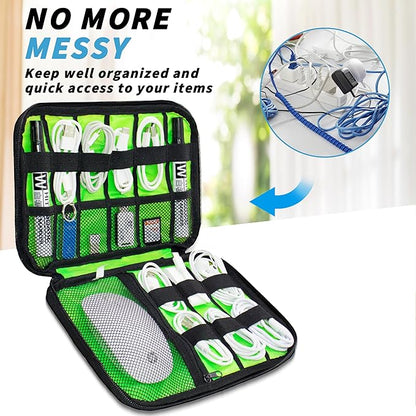 Electronics Organizer,Travel Cord Organizer Pouch, Portable Cable Organizer Bags,Travel Electronic Accessories Storage Case for Cables, Cords, Charger, Phone (Black)
