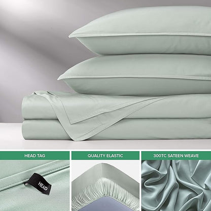 Pure Bamboo Twin XL Sheets, Genuine 100% Organic Viscose Derived from Bamboo Bed Sheet Set, Luxuriously Soft & Cooling, Double Stitching, 2 Year Quality Promise (Twin XL, Sea Glass)