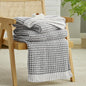Amélie Home Waffle Chenille Throw Blanket for Couch, Pineapple Stitch Knit Soft Cozy Knit Blanket Decorative Throw for Sofa, Chair, 50"x60", Grey&Ivory