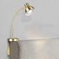 Solfres Patented Innovative Design Headboard Reading Light Pro. No Drilling Book Light for Bedtime Reading. Dimmable LED Book Reading Lamp with Bulb. Movable & Flexible, Gold