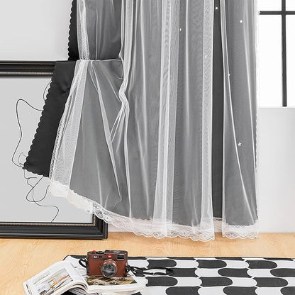 XiDi Curtains for Bedroom Decor, Rainbow Black 52/90/1