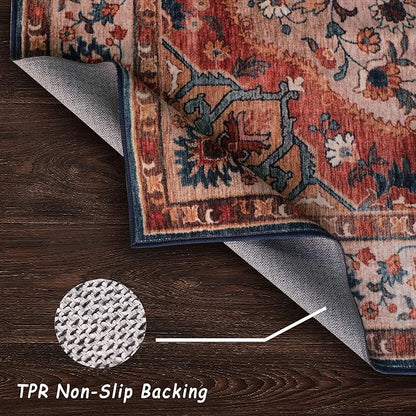 vivorug 3x5 Rug, Small Area Rug for Living Room, Bedroom, Kitchen, Machine Washable Non-Slip Throw Rug, Vintage Carpet for Entryway Nursery Coffee Table - Durable (Beige)