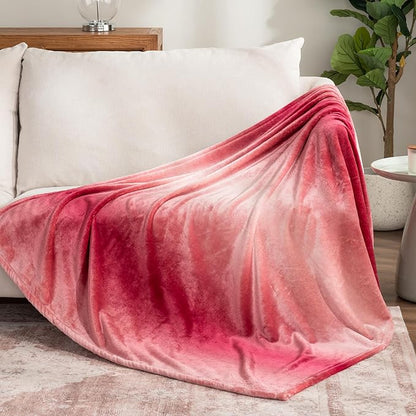 Berkshire Blanket-Classic Heavyweight Soft Printed VelvetLoft® Plush Throw Blanket, Cozy and Fuzzy, Ombre Burgundy, 50in x 70in