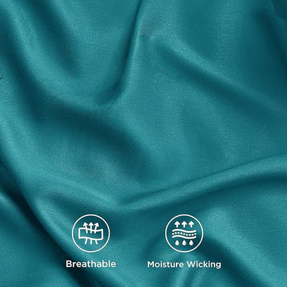 Bedsure Cooling Sheets Twin XL, Rayon Derived from Bamboo, Breathable & Soft Twin XL Sheet Sets, Deep Pocket Up to 16 Inches, Hotel Luxury Silky Dorm Bedding for Hot Sleepers, Turquoise