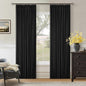 Black 80 Inch Pinch Pleated Black Out Curtains 2 Panel Set for Living Room Pinch Pleat Linen Drapes with Liner 80 Inches Long 100% Blackout Light Blocking Energy Saving Curtain for Dining Bedroom
