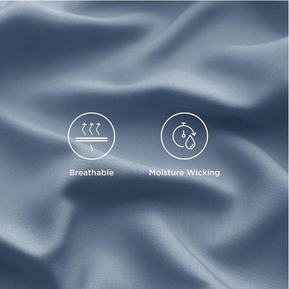 Bedsure Full Size Bed Sheets, Cooling Sheets, Rayon Derived from Bamboo, Breathable & Soft, Deep Pocket Up to 16 Inches, Hotel Luxury Silky Bedding for Hot Sleepers, Dusty Blue