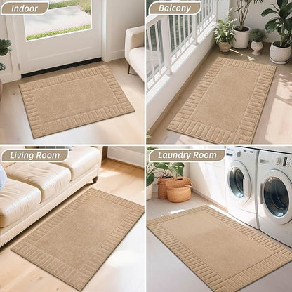 BEQHAUSE Door-Mat Non-Slip Front Doormat Low-Profile Entrance Mats for Front Door Entry Resist Dirt Washable Doormat Absorbent Entryway Door Mat,Taupe,32"x48"