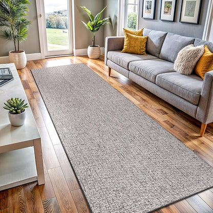 Easy Jute Runner Rug 2x7 Indoor Outdoor Natural Rugs Solid Fiber Rug Woven Area Rug Boho Easy Clean Inside Carpet for Living Room Bedroom Dining Room Hallway or Outdoor Patio Porch (2 X 7 Silver)