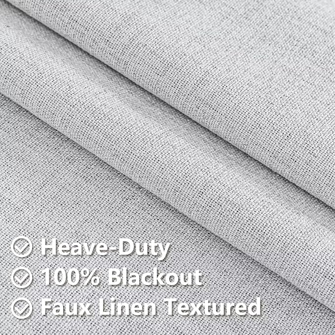 100% Blackout Curtains for Living Room, 108 Inch Curtains 2 Panel Set Light Blocking, Back Tab & Rod Pocket Thermal Insulated Drapes Bedroom Windows Home Decor(52W × 108L inch, Off-White)