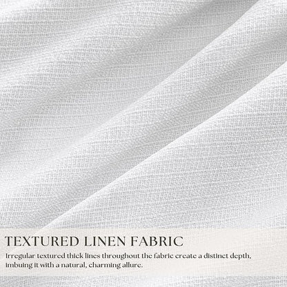 Snow White Pinch Pleated Blackout Linen Curtains 86 Inches Long for Bedroom Pleated 100% Black Out Drapes with Liner Modern Farmhouse Extra Long 86 Inch Window Curtain Panel for Living Dining Room