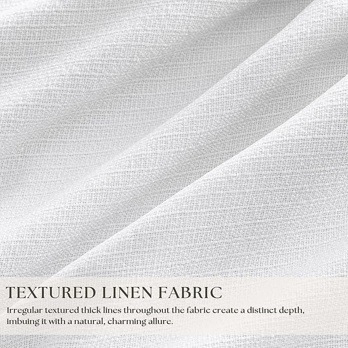 White 80 Inch Pinch Pleated Black Out Curtains 2 Panel Set for Living Room Pinch Pleat Linen Drapes with Liner 80 Inches Long 100% Blackout Light Blocking Energy Saving Curtain for Dining Bedroom