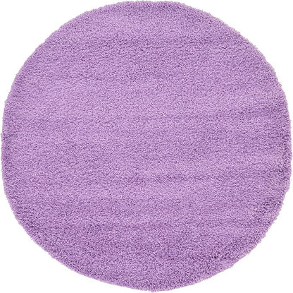 Unique Loom Solid Shag Collection Area Rug (6' 1" Round, Lilac)