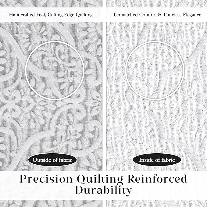 Superior 3 Piece Bedspread Set, Home Bed Decor, Decorative Bed Spread, 2 Pillow Shams, Medium Weight Blanket, Floral Matelasse Coverlet, Bedding Essentials, Enzy Collection, Queen, Silver
