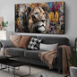 JuhaiArt Brown Wall Art Lion Artwork Graffiti Wall Decor Animal Canvas Art for Living Room Bedroom Home Office Prints Colorful Large Picture 29" x 59"