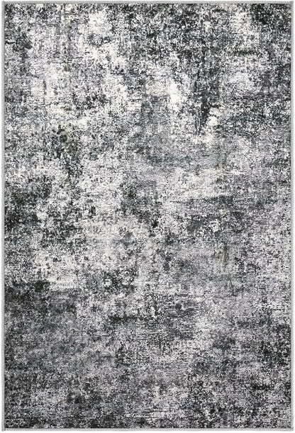 2x3 Entryway Area Rug: Washable Neutral Modern Abstract Small Rug - Non-Slip Low Pile Throw Indoor Carpet for Entrance Kitchen Front Door Mat Bathroom Entry Kids Room - Grey