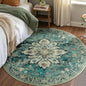 Area Rugs 4ft Washable Non-Slip, Floral Vintage Distress Print Pattern Medallion Carpet for Living Room Bedroom Dining Room, Dark Blue Vintage
