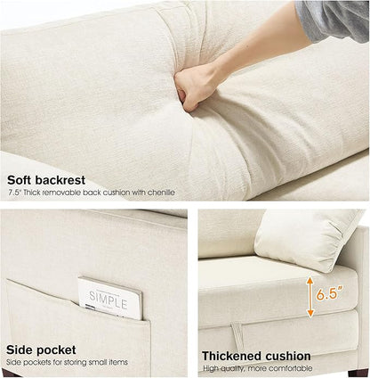 51" Loveseat Sleeper Sofa Bed, Chenille Convertible Floor Sofa Bed for Small Spaces, Folding Couch Bed with Deep Seat, 2 Pillows & Solid Frame, Pull Out Floor Couch for Living Room, Beige