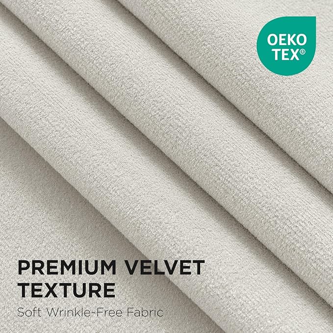 Joydeco White 100% Blackout Curtains 120 Inch 2 Panels, Luxury Thermal White Velvet Curtains for Bedroom Living Room, Soundproof Blackout Window Drapes, Grommet Top (52W x 120L)