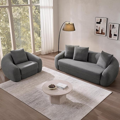 SICOTAS 90.6" Curved Convertible Sofa Couch Bed for Living Room Futon Cloud Boneless Sleeper Sofa Pull Out Floor Couch with Deep Seat 3 Seater Foam Bed No Assembly for Bedroom Apartment, Dark Grey