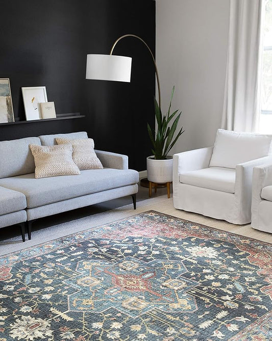 Loloi II Skye Collection SKY-08 Denim/Brick 7'-6" x 9'-6" Area Rug