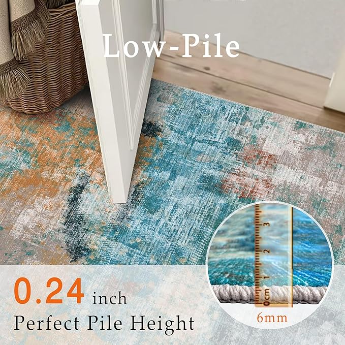 vivorug Washable Rug, Ultra Soft Area Rug 3x5, Non Slip Abstract Small Rug, Stain Resistant Rugs for Living Room Bedroom, Modern Style, Rosy Clouds