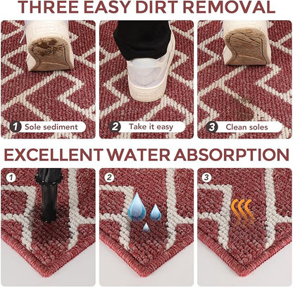 hicorfe Indoor Doormat,Front Back Door Mat Rubber Backing Non Slip Door Mats 47"x71" Absorbent Resist Dirt Entrance Doormat Inside Floor Mats for Entryway Washable Low-Profile