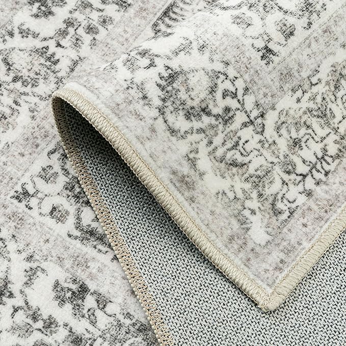 Black Runner Rug 2x5 Hallway Machine Washable Kitchen Vintage Distressed Non Slip Long Carpet Indoor Retro Floral Bedroom Accent Throw Rug for Bathroom Office Laundry Dining Room