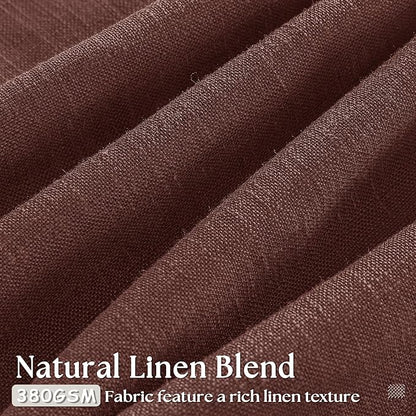 Reddish Brown Linen Pinch Pleated Curtains 96 Inches Long for Living Room Pleated Drapes Back Tab Thick Linen Textured Boho Farmhouse Country Maroon Rust Brown 96 Inch Curtain for Dining Bedroom
