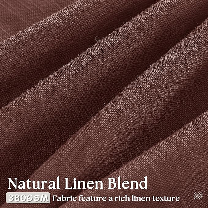 Chestnut Brown 84 Inch Pinch Pleated Linen Curtains 2 Panel Set for Living Room Thick Linen Textured Drapes 84 Inches Long Pinch Pleat Drapes Semi Sheer Curtain for Dining Bedroom Office Rust Maroon