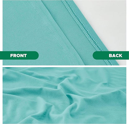Biscaynebay Decorative Box Spring Cover Queen Size, Aqua Luxurious Jersey Knitting Stretchy Wrap Around 4 Sides Bed Skirt for Home/Hotels, Easy Fit Wrinkle & Fade Free Machine Washable