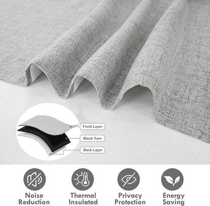 DriftAway Double Layer Linen Blackout Tie Up Curtains Thermal Insulated Fully Lined Balloon Roman Shade Bathroom Window Adjustable Rod Pocket for Small Window 39 Inch by 55 Inch Gray