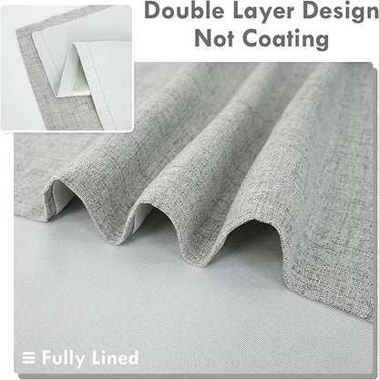 DriftAway Double Layer Linen Blackout Tie Up Curtains Thermal Insulated Fully Lined Balloon Roman Shade Bathroom Window Adjustable Rod Pocket for Small Window 45 Inch by 63 Inch Gray