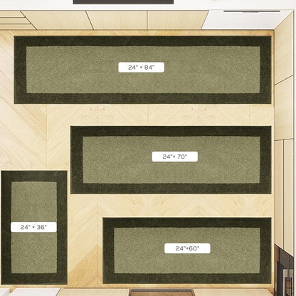 Machine Washable (24" x 36"+ 24" x 60"') Runner Rugs Set of 2, Non Slip Kitchen Mats for Floor, Absorbent Entryway Rug for Kitchen, Bedroom, Hallway, Bathroom, Door (Roll Packing)